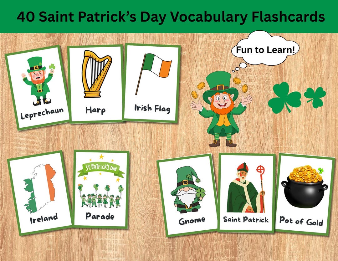 Irish Culture Flashcards, Printable St. Patrick’s Vocabulary Flashcards ...