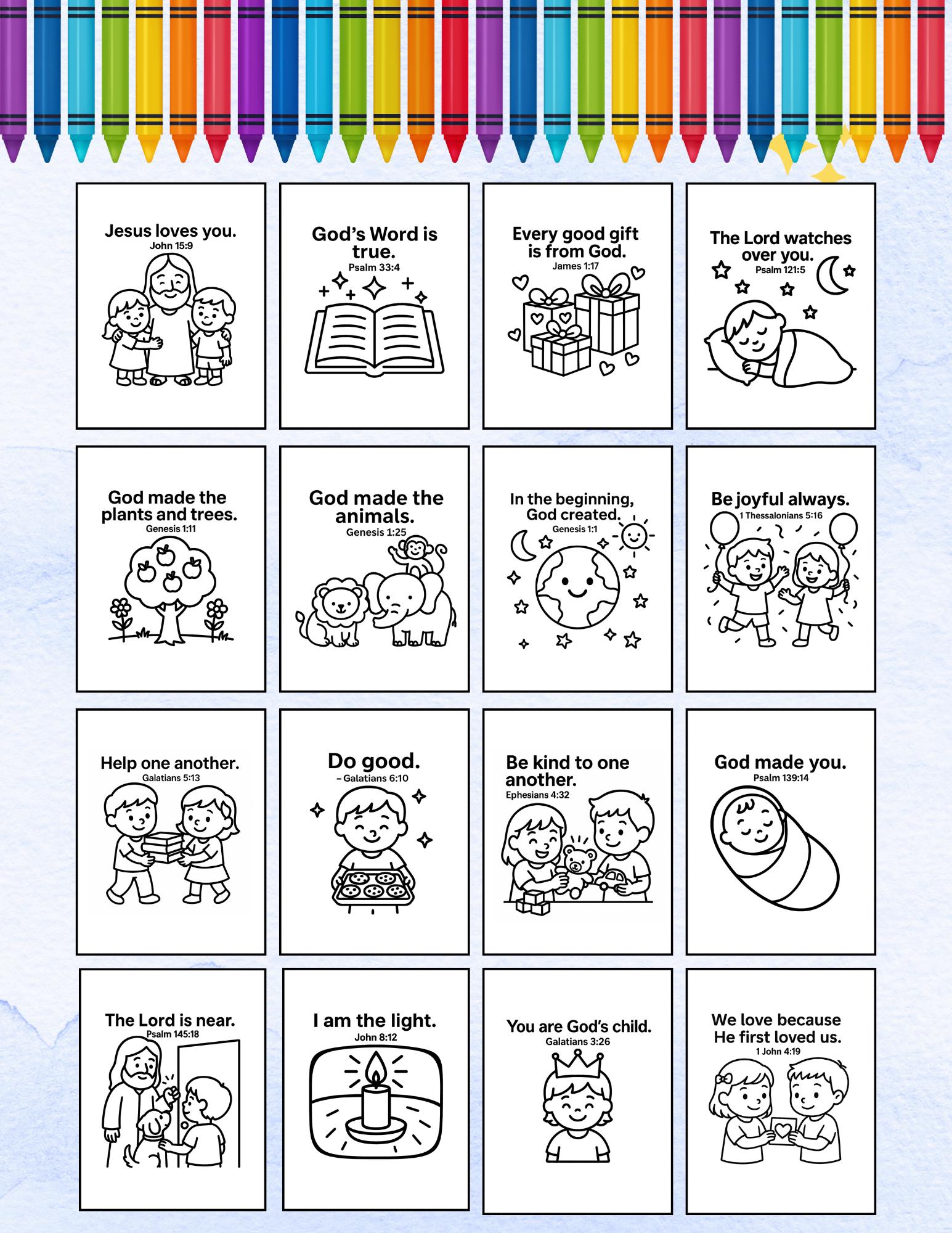 Bible Verse Coloring Pages for Kids, Christian Printables (PDF) - Etsy