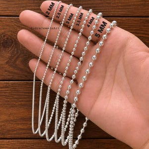 925 Sterling Silver Ball Chain Necklace, Bead Chain 2mm 2.5mm 3mm 3.5mm 4mm 5mm, Minimalist Silver Chain, Unisex Jewelry, Gift for Him Her