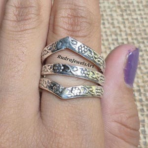 Silver Flower Ring, 925 Sterling Silver Split Ring, Thumb Ring, Rings for Women, Christmas Gift, Gift for Her, Midi Ring For Girl, Gifts