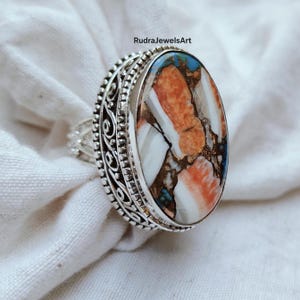 Oyster Turquoise Ring, Designer Turquoise Ring, 925 Sterling Silver, Boho Turquoise Ring, Statement Ring, Ring for Women, Promise Ring, Gift