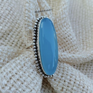 Aqua Chalcedony Ring, Gemstone Ring, 925 Sterling Silver, Handmade Ring, Anniversary & Birthday Jewelry, Women Ring, Gift For Him, Gifts.