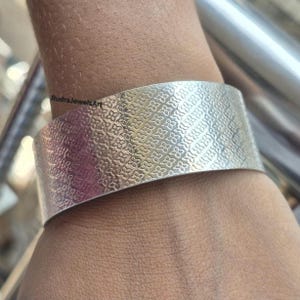 925 Sterling Silver Adjustable Cuff Bracelet, Handmade Wide Textured Bangle, Boho Designer Statement Jewelry for Women, Unique Gift for Her