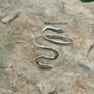 Snake Adjustable Ring, 925 Sterling Silver, Statement Ring, Adjustable Snake Ring Jewelry, Snake Jewellery, Silver Rings, Snake Ring, Gifts.