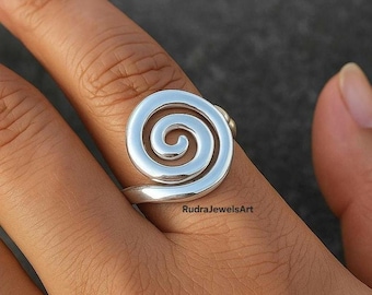 925 Sterling Silver Spiral Ring, Handmade Minimalist Jewelry, Swirl Ring for Women, Unique Gift for Her, Easter & Mother’s Day Jewelry Gifts