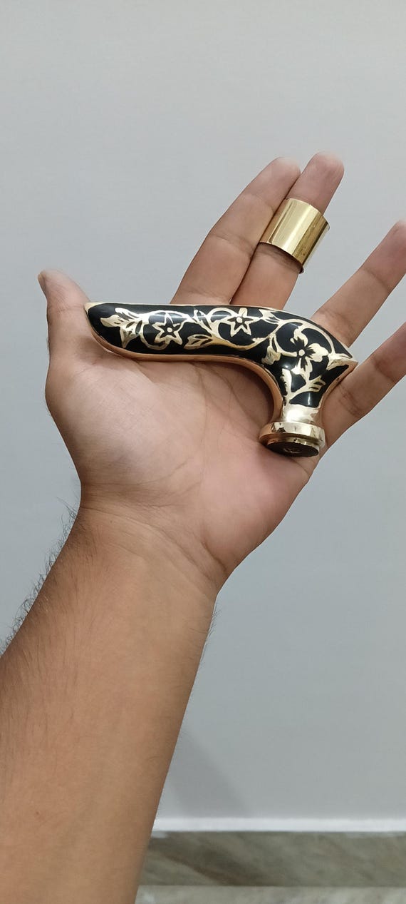 Designer Style Brass BlackHandle Head  Vintage Wooden Walking Stick Cane Topper, Elegant Handle  Collector