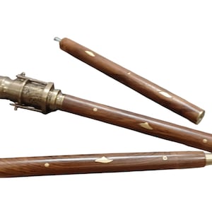 Handcrafted Rosewood Walking Cane with Brass Nautical Compass