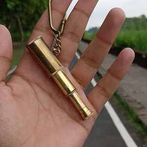 Vintage Brass Mini Telescope Keychain: Nautical Steampunk Accessory