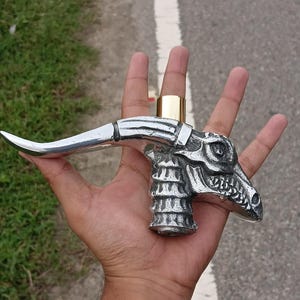 Handcrafted Dragon Head Cane Handle – Fantasy Medieval Gothic Walking Stick Top