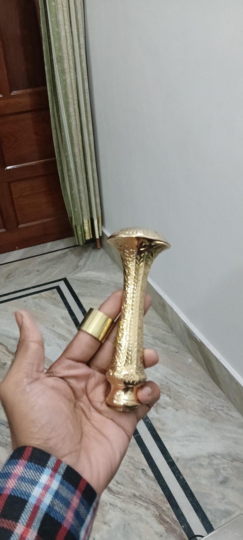 Canne de marche vintage avec manche en laiton - Bâton en bois de style ancien gravé, canne classique à dessus en laiton pour collectionneur ONLY HANDLE