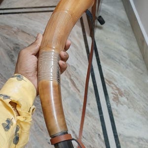 Hand Engraved Viking War Horn: Natural Ox Horn Battle Trumpet