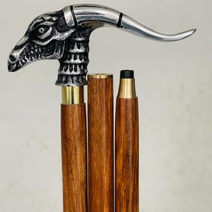 Handcrafted Wooden Walking Cane with Unique Dragon Head Handle, Artistic Metalwork Adjustable Cane Stick Durable and Stylish Elderly Support