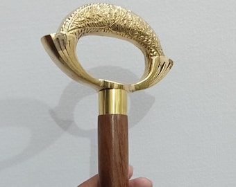 Handmade Brass & Wood Walking Cane – Detachable Travel Design, Vintage-Style Collectible Cane, Elegant Wooden Stick