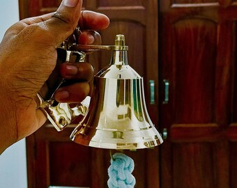 Handcrafted Brass Pooja Bell  Traditional Indian Temple Decor, Artisan Hindu Ritual Bell, Decorative