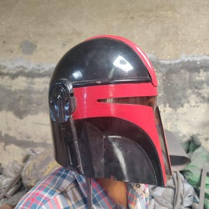 Mandalorianischen Stil Helm Benutzerdefinierte rote und schwarze Cosplay Rüstung Prop Star Wars inspiriert Erwachsene Größe handgemachte Kostüm Ausrüstung Star Wars Manday