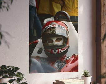 Póster de Fórmula 1 de Niki Lauda: Arte mural icónico de un coche deportivo