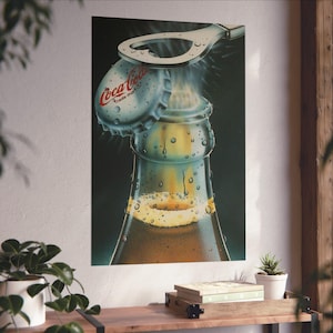 Coca-Cola l Soda Drink Vintage Poster | Retro Ad Print | 80s Wall Art | Classic Americana Decor | Old School Advertising Poster