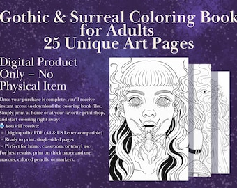 Fantasy & Surreal Adult Coloring Book (Printable PDF)