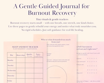 Burnout Recovery Journal PDF | Printable Self-Care Journal | Guided Journal for Mental Health, Self-Reflection, Emotional Healing | Digital