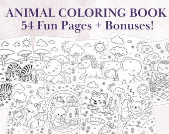 Printable Animal Coloring Book – 54 Pages of Cuteness & Creativity!