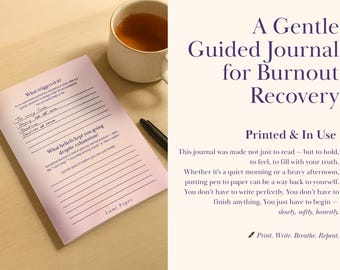 Guided Self-Care Journal PDF | Burnout Recovery Journal | Printable Mental Health Journal for Emotional Healing & Reflection