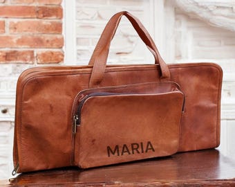 Bolsa de cuero personalizada para baquetas: soporte para baquetas hecho a mano