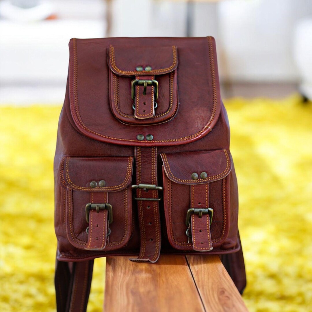 Handmade Vintage Leather Backpack: Rustic Brown Travel Rucksack - Etsy