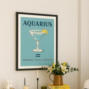 Aquarius Astrology Wall Art – Dreamy Zodiac Print – Digital Download in Multiple Sizes - Aquarius Poster - Decor - Home - Aquarius Sign.