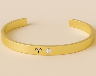 PRE-ORDER - Zodiac & Birthstone Bracelet (Moon Cipher Cuff)
