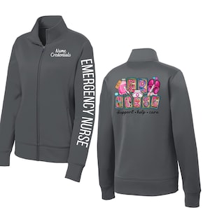 ER Nurse Polyester Fleece Jacket, Personalized Jackets, Nurses Week, Nurse Gifts, Emergency Room Nurse, ED Nurse, Registered Nurse Jacket