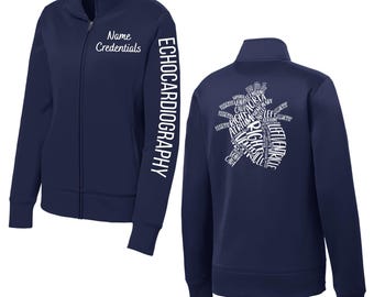 Echocardiography Jacket, Polyester Fleece Jacket, Personalized Jackets, Nurses Week, Nurse Gifts, Cardiologist, CVICU, Anatomical Heart