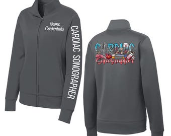 Cardiac Sonographer Jacket, Polyester Fleece Jacket, Personalized Jackets, Nurses Week, Nurse Gifts, CVS, Cardiac Ultrasound Tech