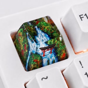 Nakładka na klucze Torii Gate Spring Artisan z japońskiej żywicy, prezent dla miłośnika gier