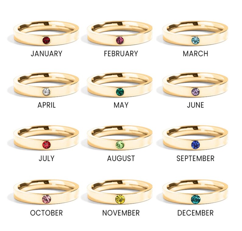 September November Rings Custom Name Birthstone Stacking Ring - Etsy