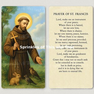 Carte de prière de saint François - catholique imprimable - prière de paix - téléchargement numérique
