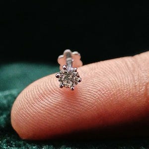 3 mm Screw Back Nose Pin, Wedding Nose Pin, Gift For Mom, Lab Grown Nose Pin, VVS1 Moissanite Nose Ring, Nose Stud 14K White Gold Nose Pin
