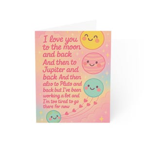Cute Cosmic Greeting Cards Set, Love Cards, Space Theme Cards, Birthday Cards, Moon and Stars Cards, Funny Cards, Planet Art Cards