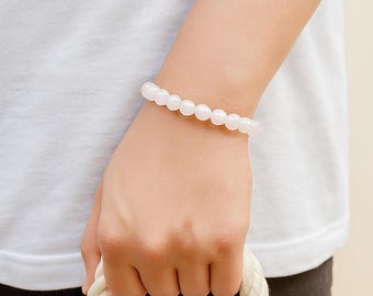 Rose Quartz Bracelet Pink Gemstone Beads Stretch Bracelet for Women & Men Natural Crystal
