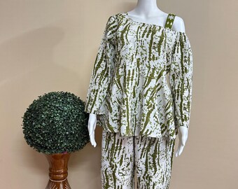 Weiß und Grün Baumwollkordeln Set: Boho Zweiteiler
