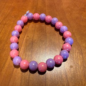 Handmade Beaded Bracelet: Pink and Purple