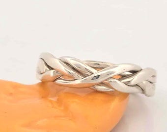 Ladies Tight Weave 4 Band Puzzle Ring Style 4WB