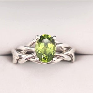 Ladies 4 Band Puzzle Ring set with Genuine Peridot Stone