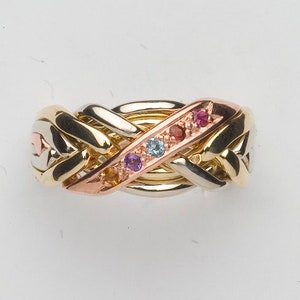 Ladies 6 Band Mother's Ring with Genuine Gemstones 6WBD