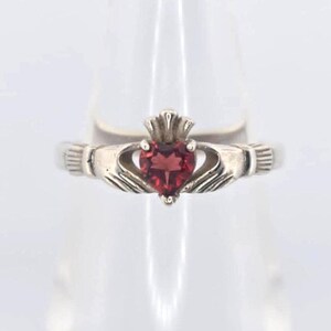 Ladies Claddagh Ring set with Genuine Garnet Heart