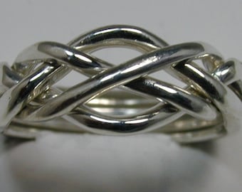 Ladies Four Band Sterling Silver, Gold or Platinum Puzzle Ring. Style 4L