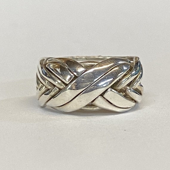 Ladies Sterling Silver, Gold or Platinum 8-Band Puzzle Ring Style 8BWNWB