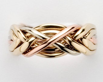 Ladies Tight Weave 6 Band Puzzle Ring in Sterling Silver, Gold or Platinum 6T