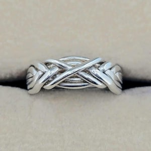 Ladies Tight Weave 6 Band Puzzle Ring in Sterling Silver, Gold or Platinum 6T