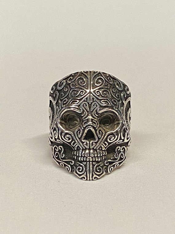 925 Silber Gothic Ring Schädel Ring 925 Sterlingsilber Gebunden Halb Kiefer Punk Goth Biker Rocker Silberring 925 Herren