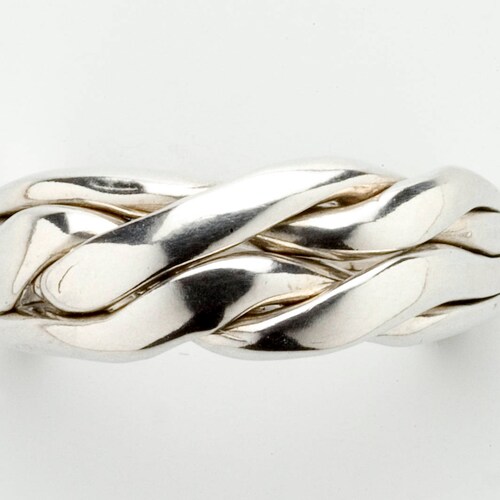 Ladies 4 Band Chain Puzzle Ring in Sterling Silver Gold or Etsy
